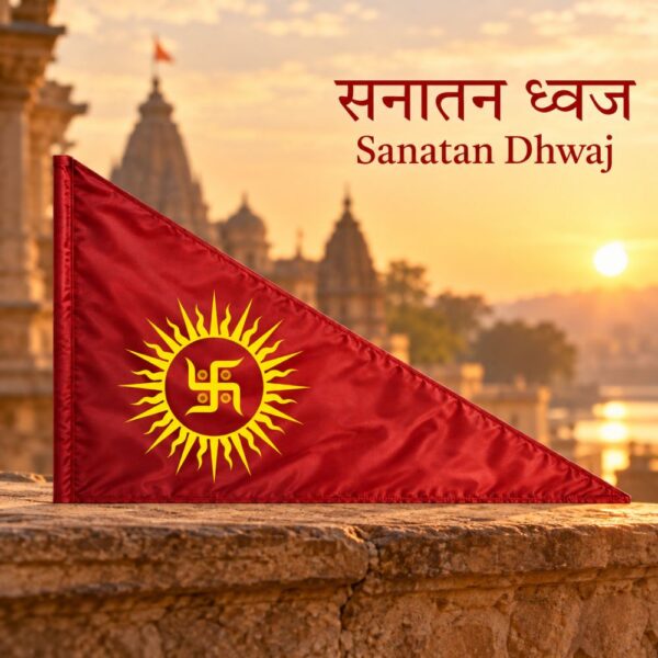 Sanatan Dhwaj Premium Satin Flag 30 × 45 Inches